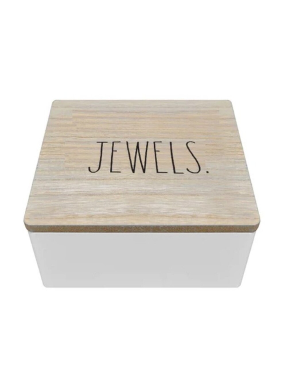 Rae Dunn- " JEWELS "  Square Jewelry Box (White /Wood ) 🤍🤎